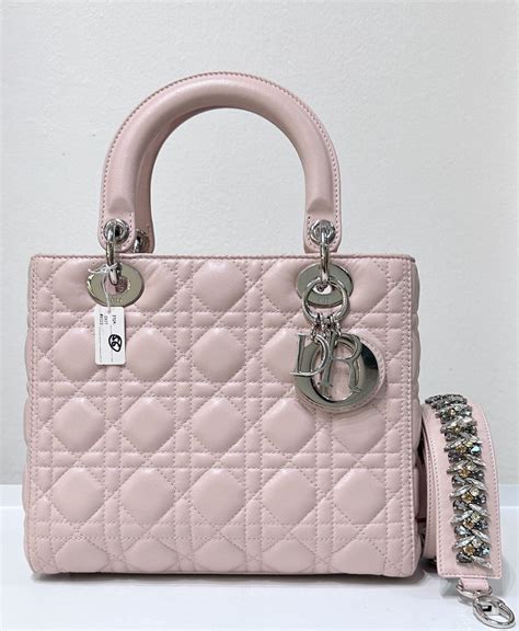 lady dior bag in rose poudre lambskin|CHRISTIAN DIOR Lambskin Cannage Medium Lady .